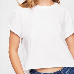 Free People white cropped tee